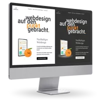 Website im light und im dark mode, abgebildet auf einem Desktop-Monitor.
