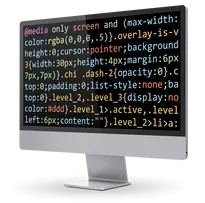 Neun Zeilen minifizierter CSS-Code, abgebildet auf einem Desktop-Monitor.